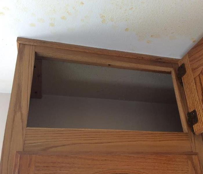 Kitchen cabinets showing secondary water damage