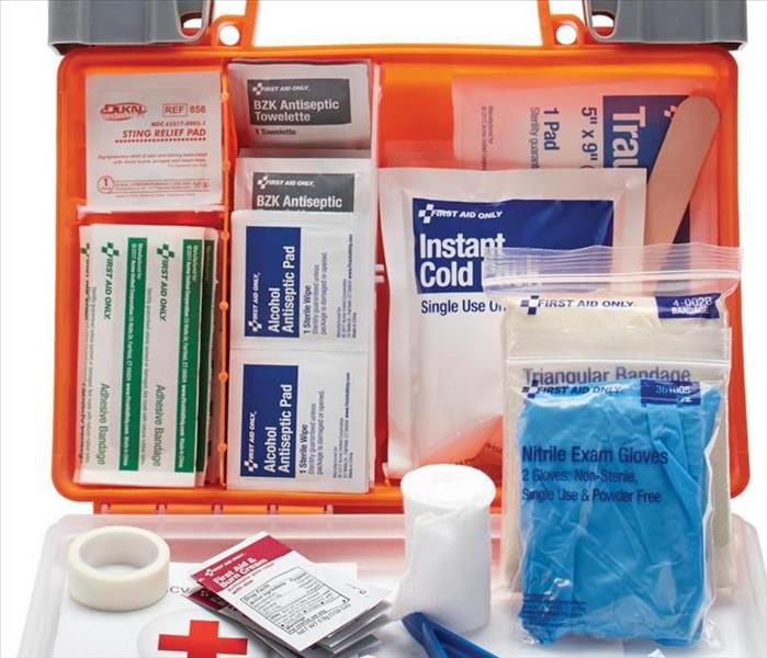 First aid kit, with items within pictures