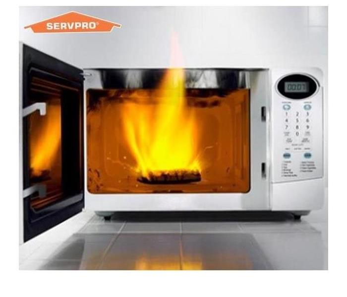 Microwave with contents on fire
