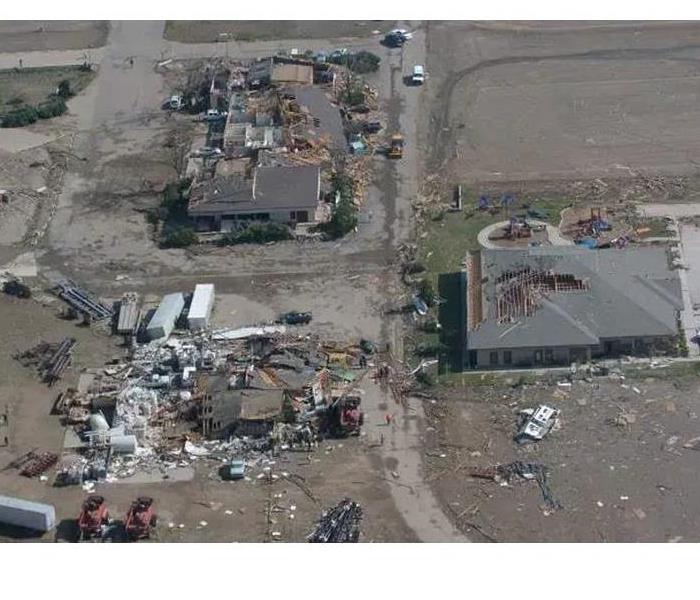 Three commercial buildings that sustained tornado damage
