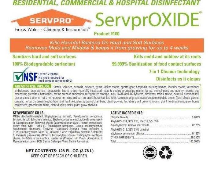 A ServprOXIDE product label
